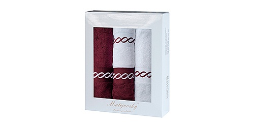 Dárkové balení ručníků Royal Wine - vínová/bílá 4 ks